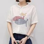 Fishes Embroidered Short-sleeve Shirt
