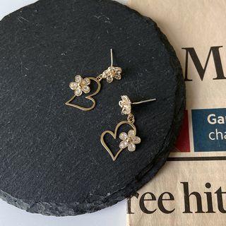 925 Sterling Silver Cz Heart Drop Earring 1 Pair - Silver Needle - As Shown In Figure - One Size