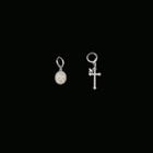 Cross & Embossed Disc Asymmetrical Dangle Earring 1 Pair - Earrings - Silver - One Size