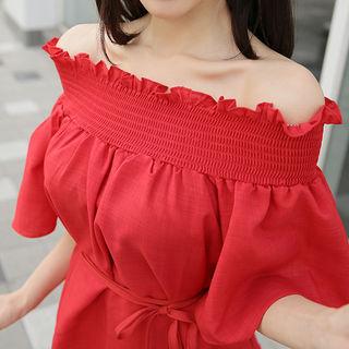 Off-shoulder Minidress With Cord