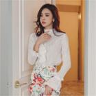 Frill-cuff Ruffle-front Lace-top