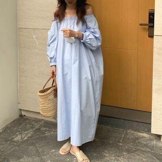Long-sleeve Off-shoulder Loose Fit Dress