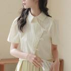 Short-sleeve Collar Blouse / Midi A-line Skirt