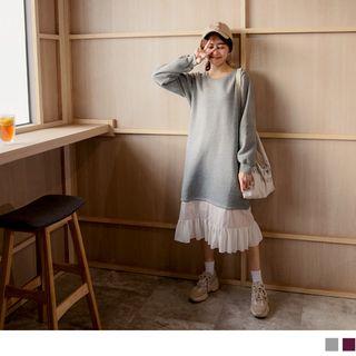 Ruffled Striped Hem Pullover Dress