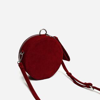 Zip Corduroy Crossbody Bag Red - One Size