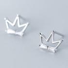 925 Sterling Silver Rhinestone Crown Earring 1 Pair - Earring - One Size