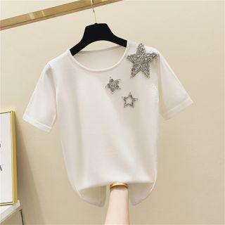 Applique Short-sleeve Knit Top