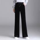 High-waist Velvet Straight-leg Pants