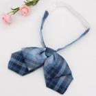 Plaid Ribbon Bow Tie Blue - One Size