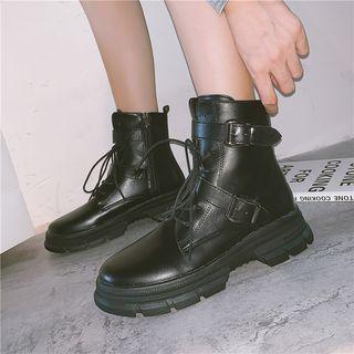Platform Buckle Detail Short Boots