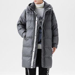 Hooded Zip-up Long Down Jacket