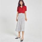 Dotted Flared Midi Chiffon Skirt