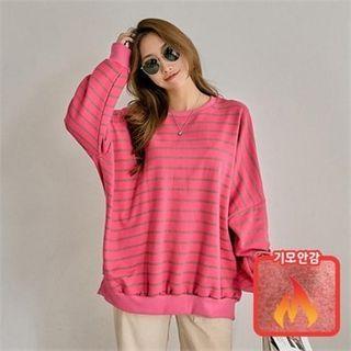 Drop-shoulder Stripe Napped Sweatshirt