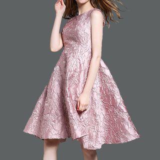 Jacquard Sleeveless Midi Flared Dress