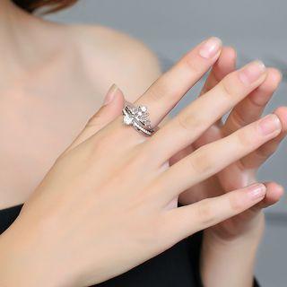 Crown Layered Open Ring Platinum - One Size