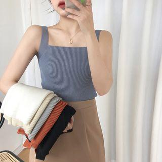 Square-neck Rib Knit Tank Top
