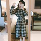 Tie-waist Plaid Shirt Dress