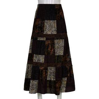 Floral Panel Maxi A-line Skirt