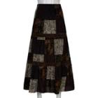 Floral Panel Maxi A-line Skirt