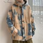 Tie-dyed Hooded Button Jacket