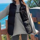 Fleece Panel Padded Zip-up Vest