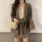 Plain Blazer / Camisole Top / Plaid Mini A-line Skirt