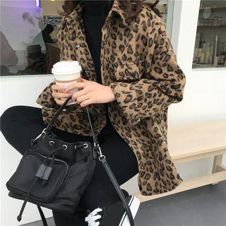 Leopard Long-sleeve Loose-fit Shirt As Figure - One Size