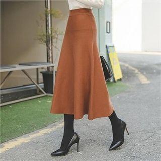 Wool Blend A-line Midi Skirt