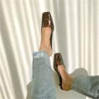 Square Open-toe Kitten-heel Mules
