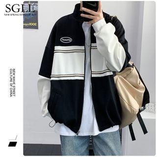 Contrast Collar Zip-up Jacket