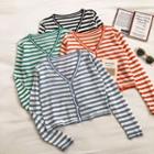 Color-block Striped V-neck Long-sleeve Knit Top