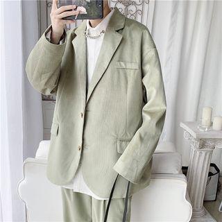 Set: Pinstriped Blazer + High-waist Straight-fit Pants