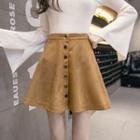 Faux-suede High-waist A-line Skirt