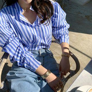 Puff-shoulder Stripe Shirt