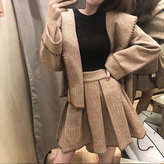 Set: Open-front Coat + Mini A-line Skirt