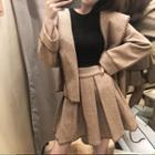 Set: Open-front Coat + Mini A-line Skirt