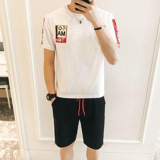 Set: Short-sleeve Metal Hoop Accent T-shirt + Shorts