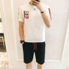 Set: Short-sleeve Metal Hoop Accent T-shirt + Shorts