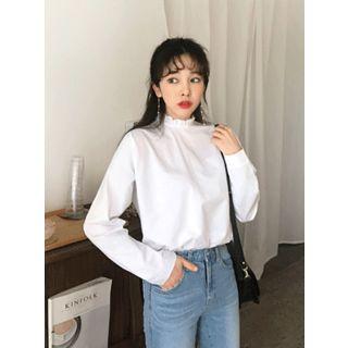 Frill-neck Zip-back Shirt