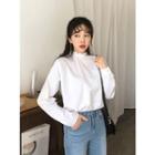 Frill-neck Zip-back Shirt