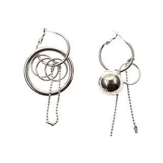 Asymmetric Hoop Earring 1 Pair - Silver - One Size