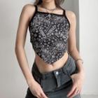 Paisley Print Cropped Camisole Top Black & White - One Size