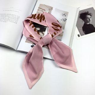 Letter & Heart Print Pointed Tip Neck Scarf Pink - One Size