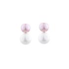 Sterling Silver Simple Fashion Geometric Round Freshwater Pearl Stud Earrings Silver - One Size