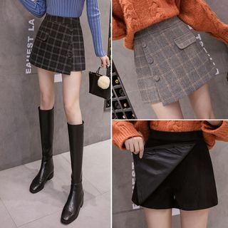 Asymmetric Plaid Shorts