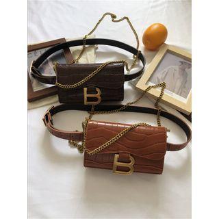Faux Leather Letter Buckle Belt Bag
