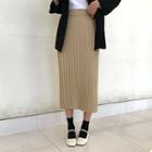 Band-waist Accordion-pleat Knit Long Skirt