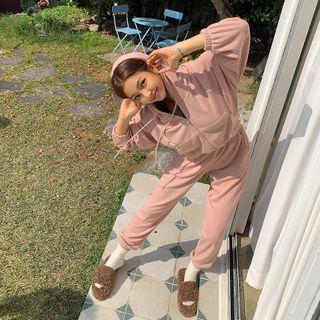Hooded Kangaroo-pocket Jumpsuit