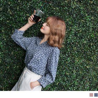 V-neck Print Blouse