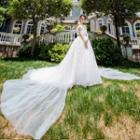 Off-shoulder Floral Wedding Dress With Train